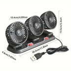 5/12v Automotive Fan Car Fan 24v 360° Adjustable 3/2/1 Head Air Low Noise Multifunctional Temporary Parking Card Auto Vehicles