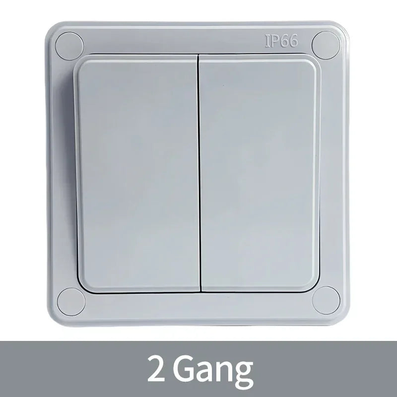 IP66 Outdoor Wall Switch 16A Weatherproof Push Button - 1/2/3 Gang Electrical for Garden/Patio/Exterior Use