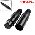 4/10/20PCS Gold-Plated 3-Pin XLR Male to Female Adapter, Balanced Audio Mic Connector for Microphone, Mixer, Speaker, Studio