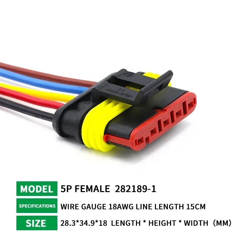 5/20/100 Sets HID 1/2/3/4/5/6 Pin Waterproof Auto Connector Kit with 15CM 18AWG Wire for Car/Truck Harness Wiring