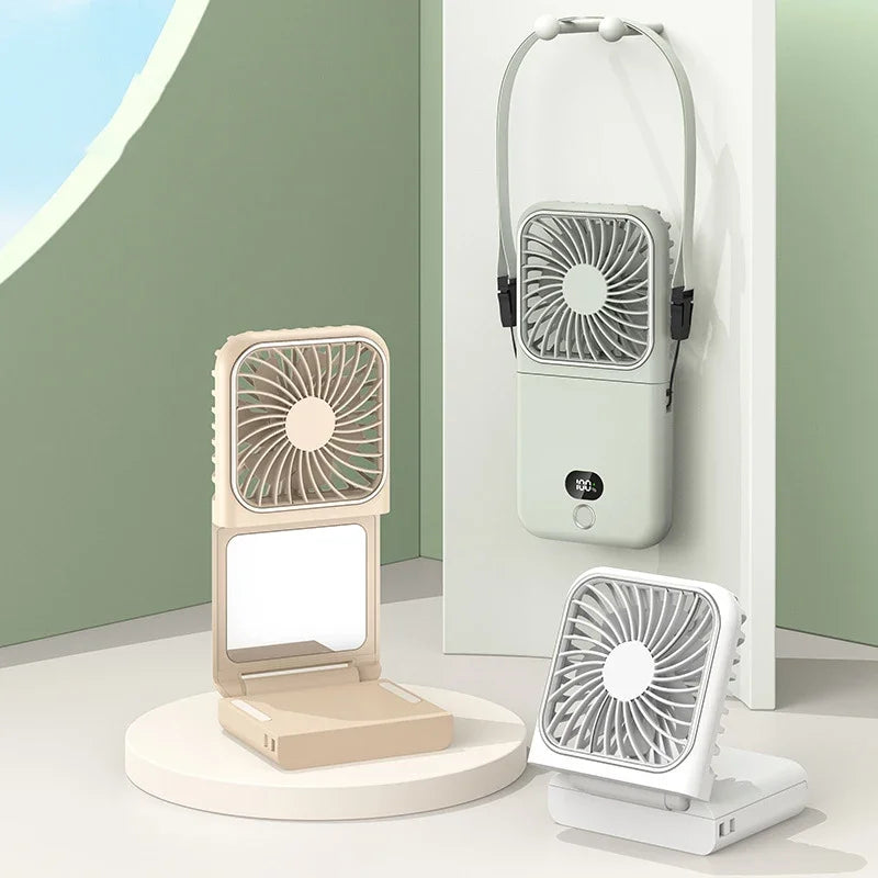 Foldable Neck Hanging Fan Adjustable Refrigeration Handheld USB Rechargeable Multifunctional Air Cooler For Outdoor Sports Amagi