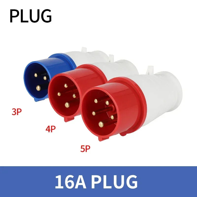 5Pcs Industrial Plug and Socket Waterproof Connector 3PIN 4PIN 5PIN 16A/32A  Waterproof Electrical Connection Wall Mount Socket