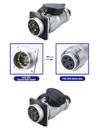 P28 Aviation Connector, Square Flange Socket, Male/Female Circular Butt Joint, 2/3/4/5/7/10/12/14/16/19/20/24 Pin, P28K2Q PLS28