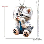 Car Pendant Hanging Ornament With Chain Realistic Animal Cat-Shaped 2D Pendant Rearview Mirror Hanging Decor Car Accessories