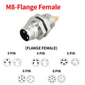 M8 Waterproof Aviation Connector Set, 3–8 Pin Male Female Plug & Socket for Proximity Sensor, Straight Right Angle/Flange Mount