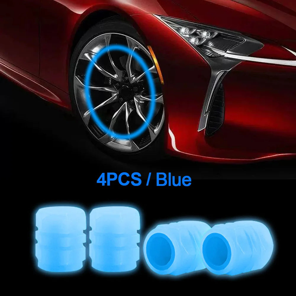 Mini Car Tire Valve Caps Luminous Valve Stem Caps Universal Fluorescent Tyre Nozzles Cover Tyre  wholesale