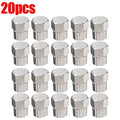 20/10Pcs Car Flat Head Valve Cap Universal Hexagonal Chrome Plated Dust Wheel Nozzle Decor Tyre Valve Stem Caps Auto Accessories