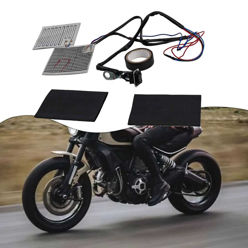 12V Motorcycle Heated Hand Grips Pads With Switch Control  Rubber ABS Motorcycle Heated Hand Grips Handlebar Heater Warmer Kit