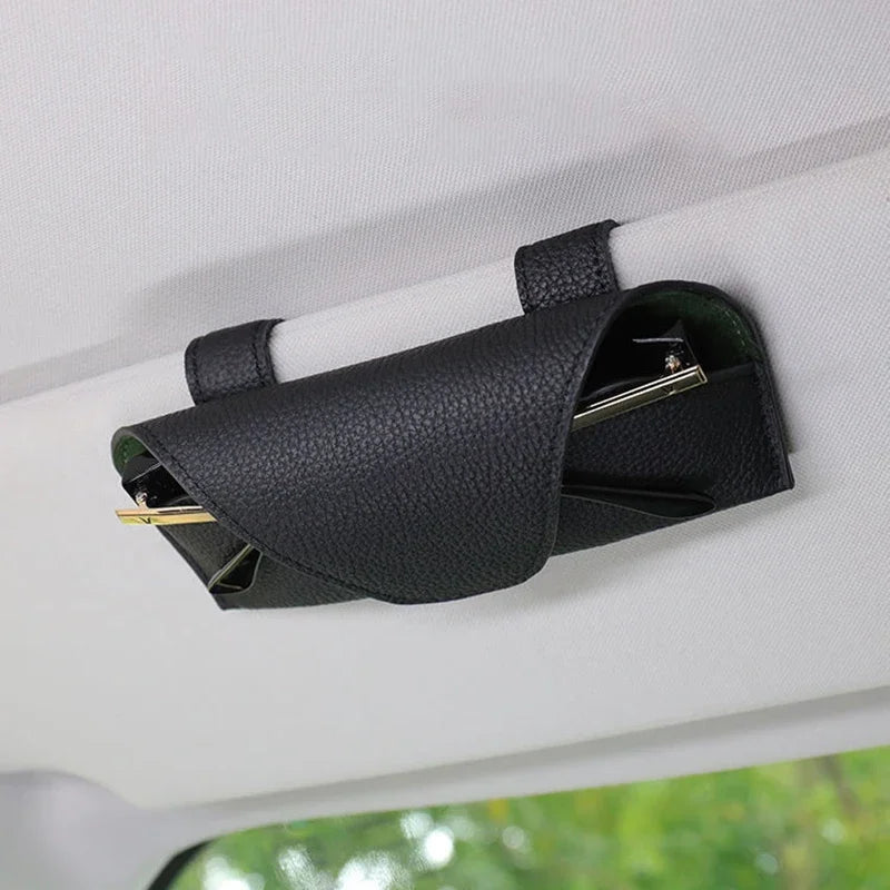 Car Glasses Storage Box Universal Sunshade Glasses Clip PU Soft Leather High-end Sunglasses Stand Car Accessories Storage amagi