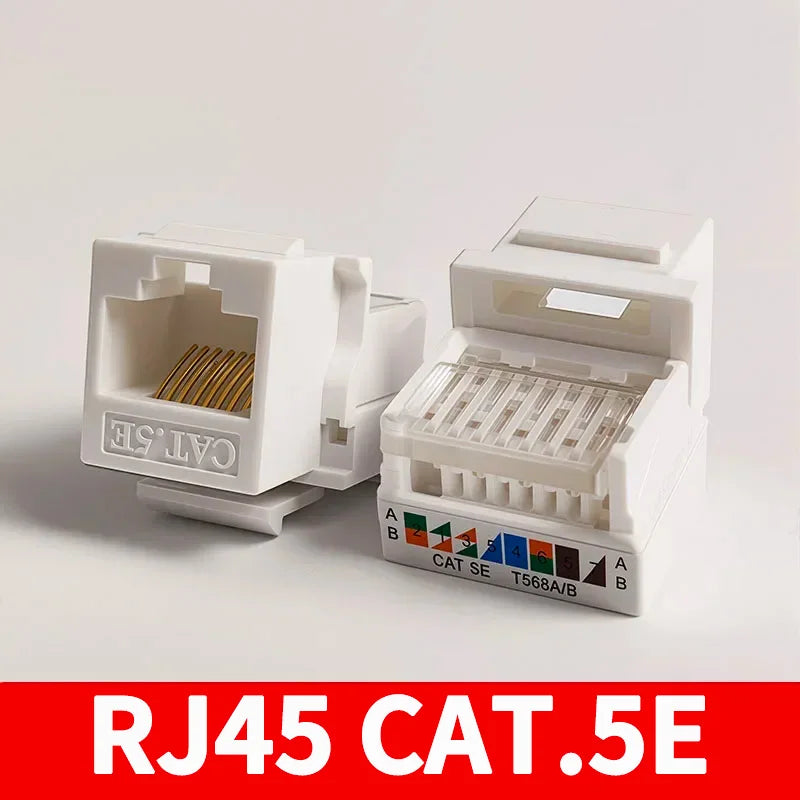 Tool-Free Keystone Jack CAT5E/CAT6/CAT6A RJ45 Ethernet Wall Plate - U/UTP Network Module Adapter for Home/Office/Data Center