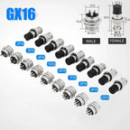 GX12 GX16 GX20 Waterproof Aviation Connector 2 3 4 5 6 7 8 9 10 12 15Pin M/F, 5/10/20 Sets for Industrial Machinery Panel Wiring