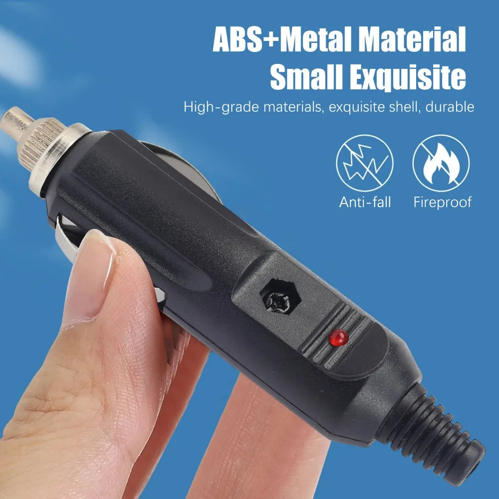 Car Cigarette Lighter Plug Male Adapter 12V 24V Replacement Connector LED Fused for Auto Truck RV Boat Power Supply Cable Head