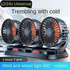 Car Fan 360° Adjustable 3 Head Air Fan Automotive Electric Fan USB/12V/24V Fan 2 Speeds Silent Fan For Home Desk Office Amagi