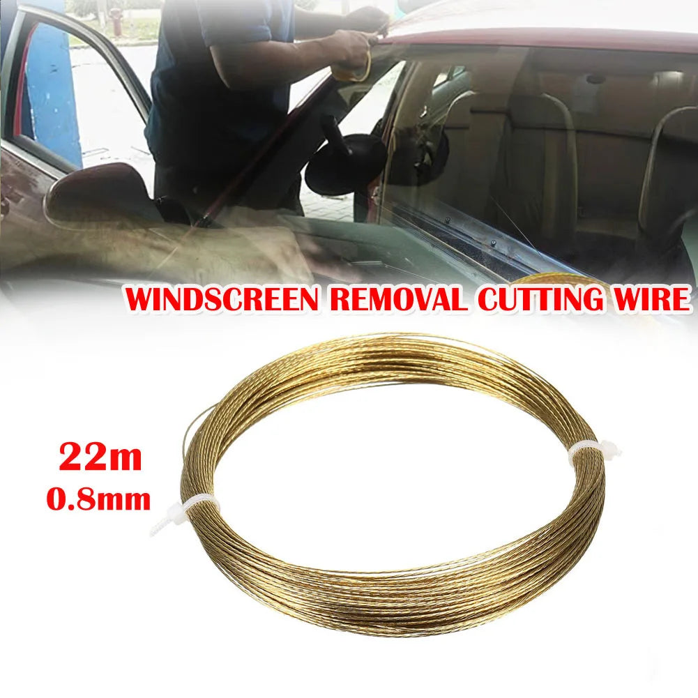 1 Pc 22m 0.8mm Car Windscreen Glass Cutting Cut Out Braided Removal Wire Car Window Cut Steel Wire Rope Glass Remover Tool