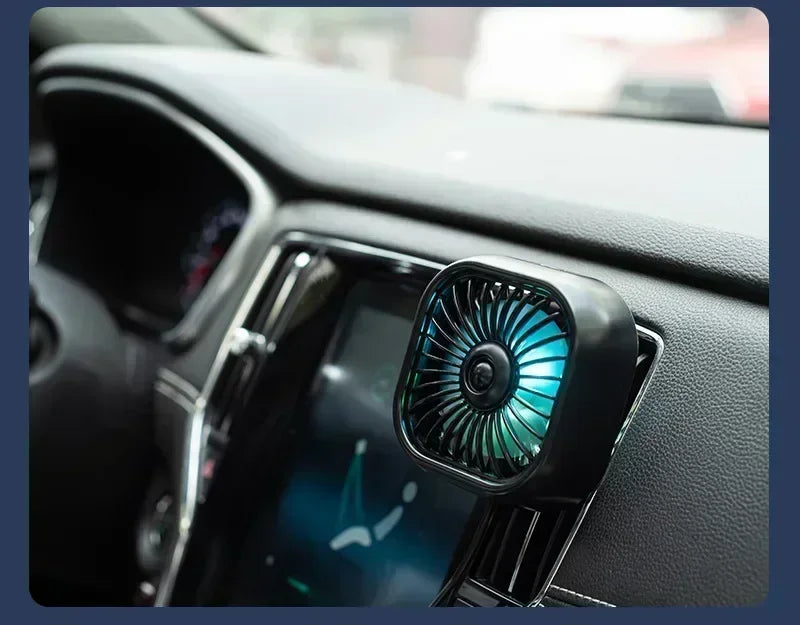 Mini Car Air Outlet Cooling Fan Adjustment Powerful USB Light Creative Low Noise Multi-function Mini Interior Fan Cooler Amagi