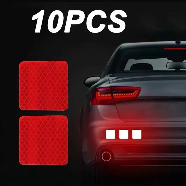 10pcs/set Car Bumper Reflective Safety Strip Stickers Car Reflective Sticker Reflective Warning Safety Tape Stickers Decals