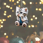 Car Pendant Hanging Ornament With Chain Realistic Animal Cat-Shaped 2D Pendant Rearview Mirror Hanging Decor Car Accessories