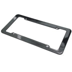 Black Carbon Fiber Pattern Plastic License Plate Frame Fiber Black Aluminum Metal Car Tag Holder Tire Screw Cap Universal Amagi
