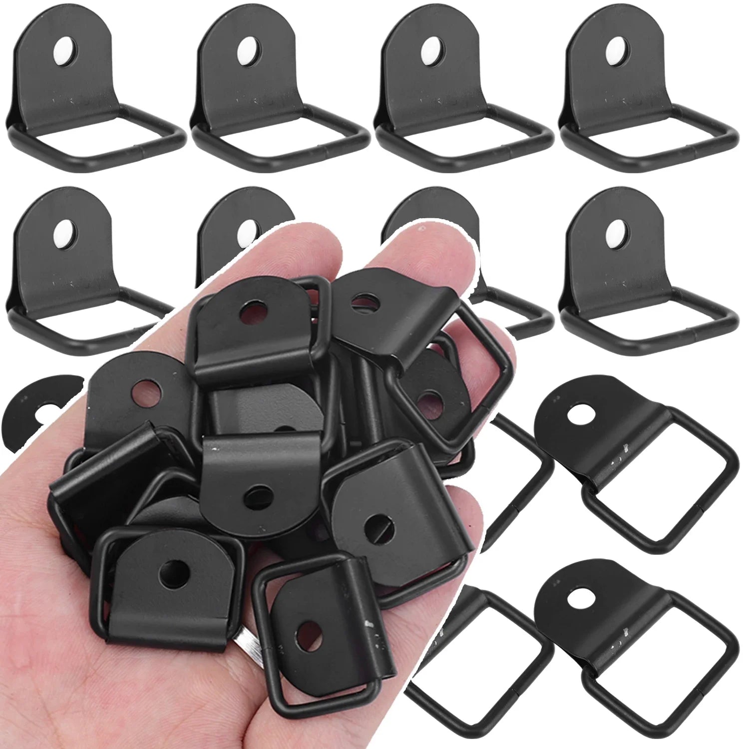 1-10PCS DRing Heavy Duty Tie Down Single Hole Iron Metal Mount Stamped Anchor Point Lashing Ring for Truck Trailer Cargo Van Kit