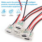 Snap in Panel Mount Type C Female Socket Waterproof C Jack 2 Pin Bare Wire Pigtail 5V 3A Power Charger Port for Car Truck DIY