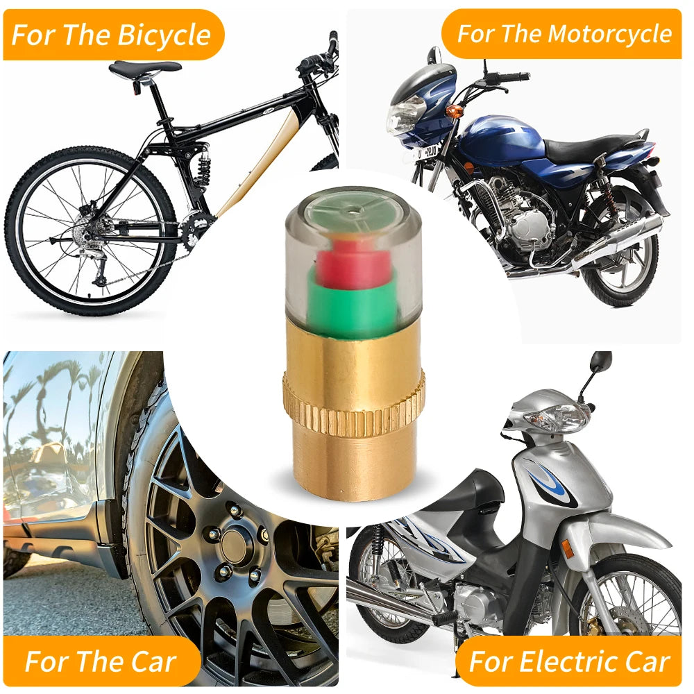 8/1pcs Motorcycle Car Tire Pressure Monitor Valve Cap Sensor Indicator Eye Alert Auto Tire Pressure Inspection Tool Tire Valve
