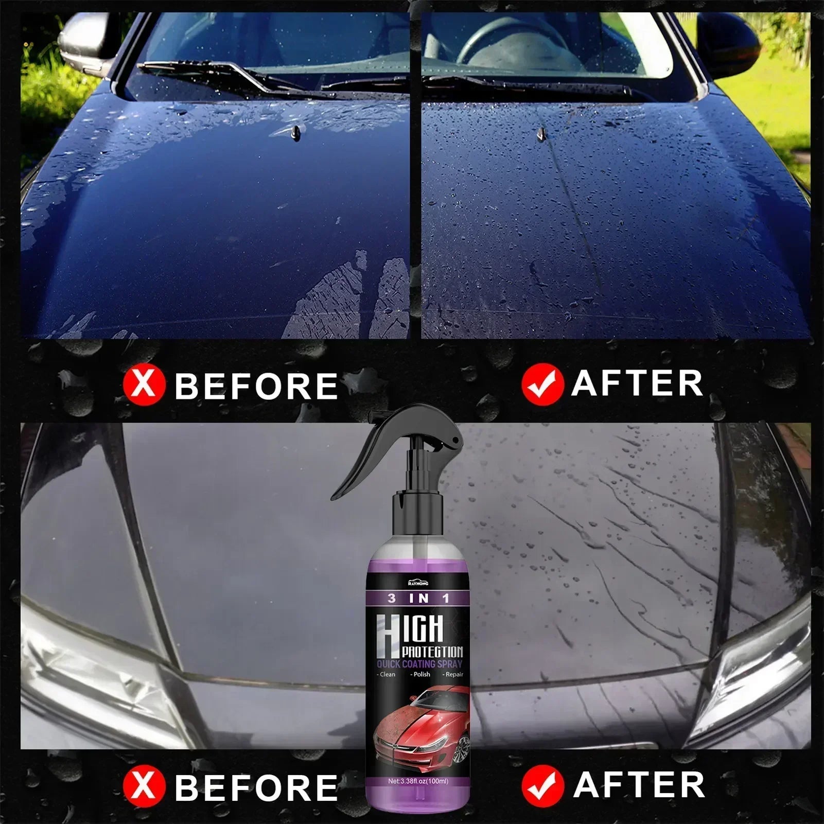 3 In 1 Auto Nano Ceramic Coating 100ml Car Paint Scratch Repair Remover Nano Spray Glass Hydrophobic Coating Paint Care Amagi