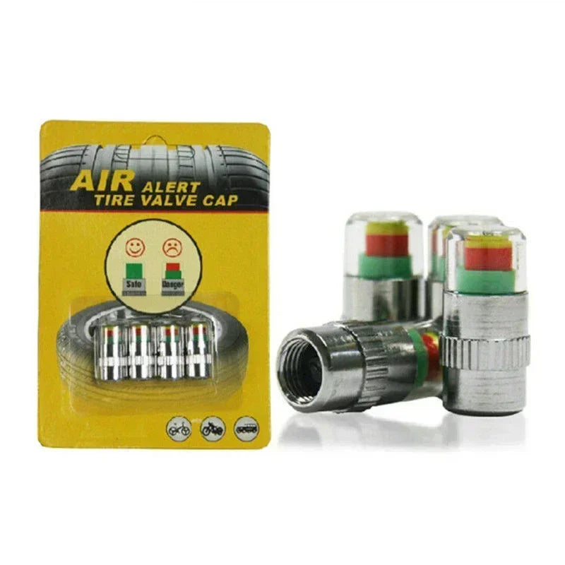 4/2pcs Car Tire Pressure Guage Valve Cap Sensor Indicator Alert Monitoring Tool Motorcycle Tyre Cap Indicator Air Pressure Gauge