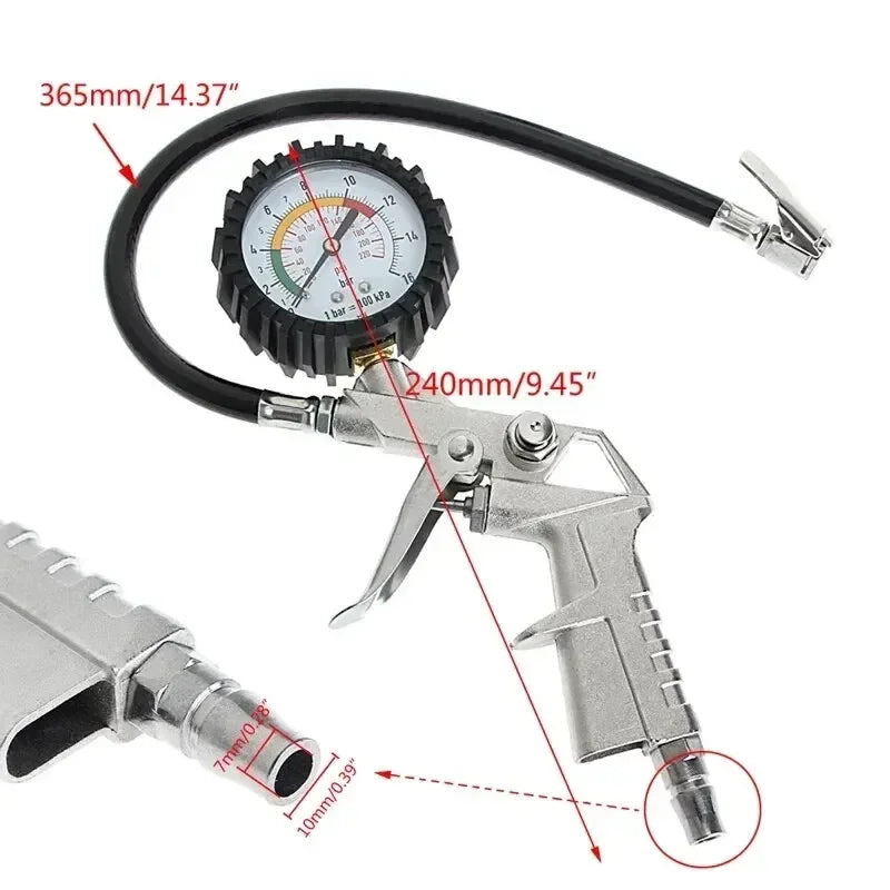 220PSI Multifunctional Tire Air Pressure Monitoring Gauge Tester for Car Motorcycle Air Compressor Dial Meter Inflator Amagi