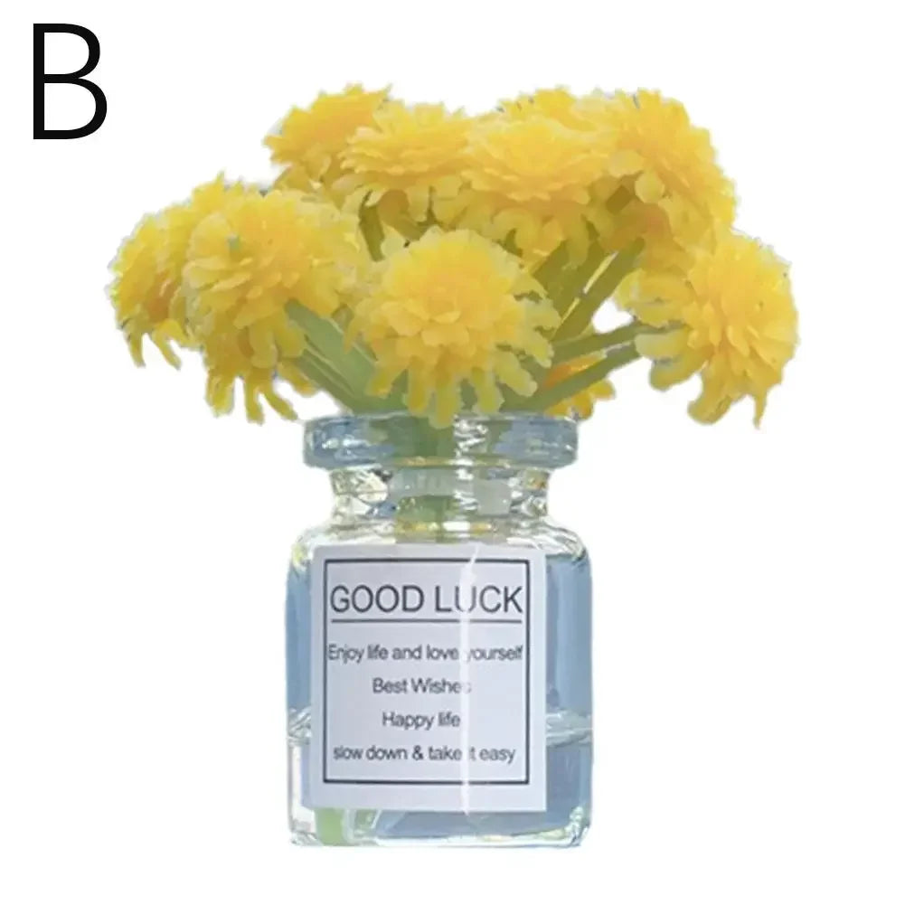 Car Interior Decoration Auto Dashboard Gadgets Ornament Cute Simulation Flowers Vase Sakura Gypsophila For Girl Woman Amagi