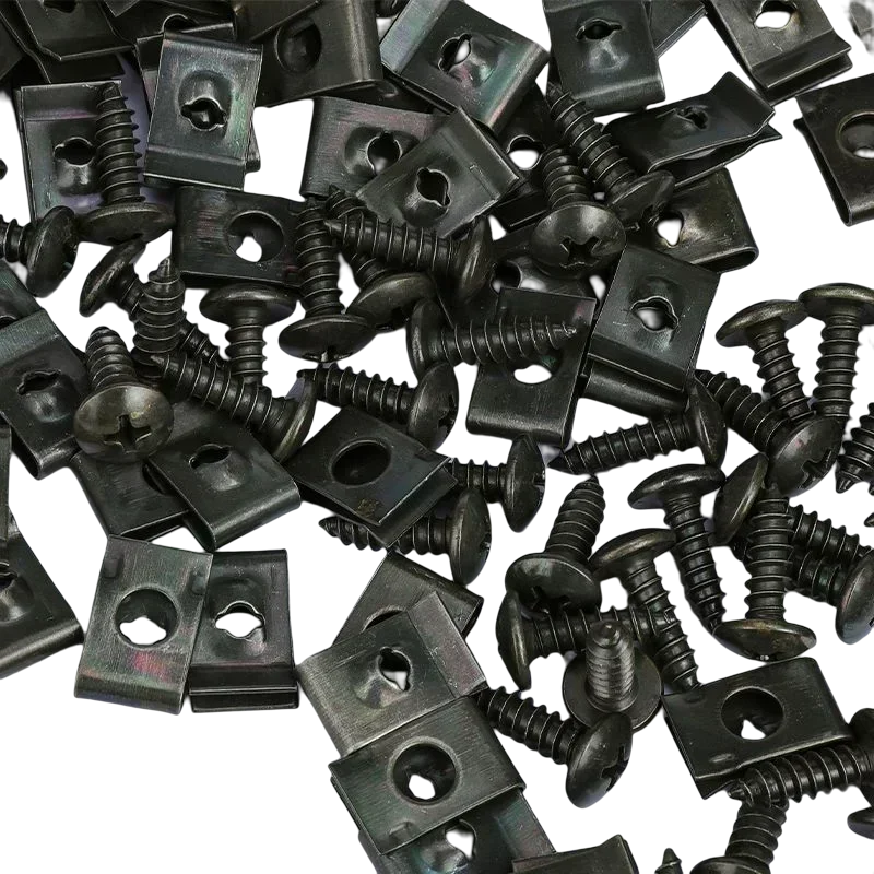 Metal U-Type Screw Fastener Clip Car Base Anti-rust Clamp Fastener Bumper Fender Trim Panel Fastener Board Protection Amagi