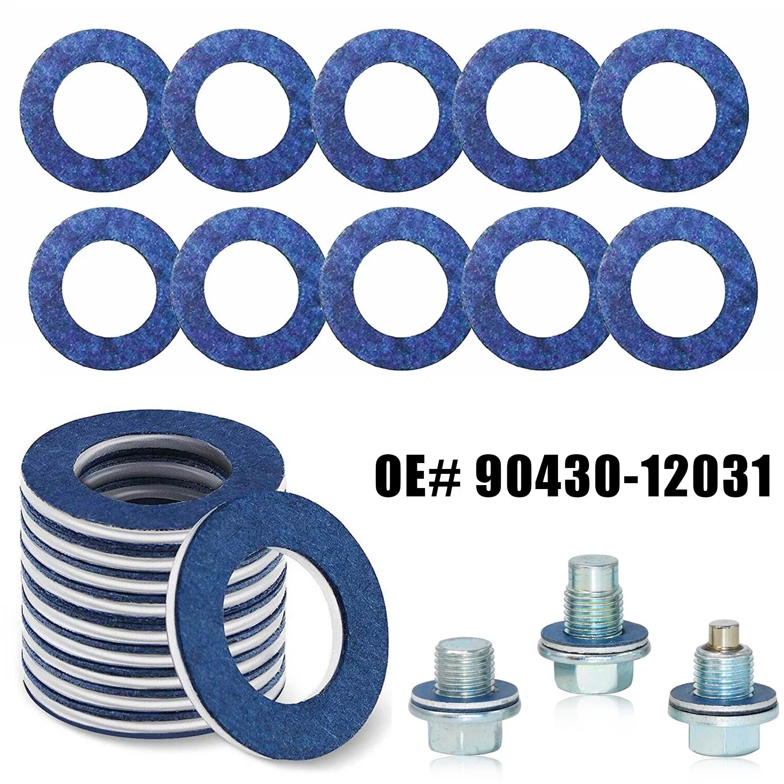 Car Oil Pan Drain Screw Gasket Engine Sump Oil Drain Bolt Seal Gasket 12mm Hole Nut Seal Ring for Toyota Lexus OE# 90430-12031