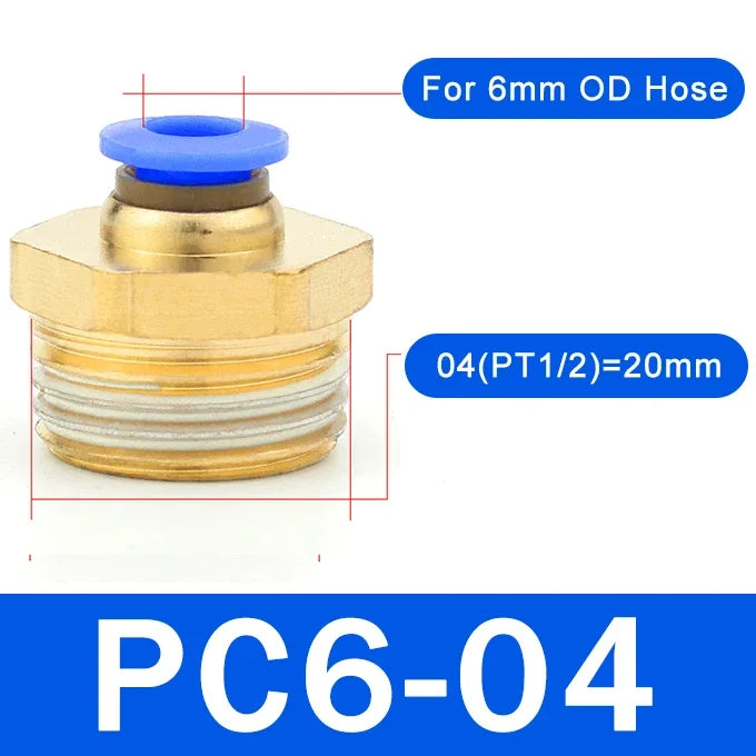 5PCS PC Pneumatic Quick Connector - 4-12mm Push In Fitting for 1/8" 1/4" 3/8" 1/2" BSPT Thread Air Hose & Tube,Industrial Use