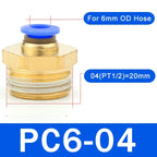 5PCS PC Pneumatic Quick Connector - 4-12mm Push In Fitting for 1/8" 1/4" 3/8" 1/2" BSPT Thread Air Hose & Tube,Industrial Use