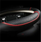 All Seasons Leather Diamond Steering Wheel Cover Universal Fit for 14 .5-15 Inch Durable Leather Cover Anti-Slip Veins Amagi
