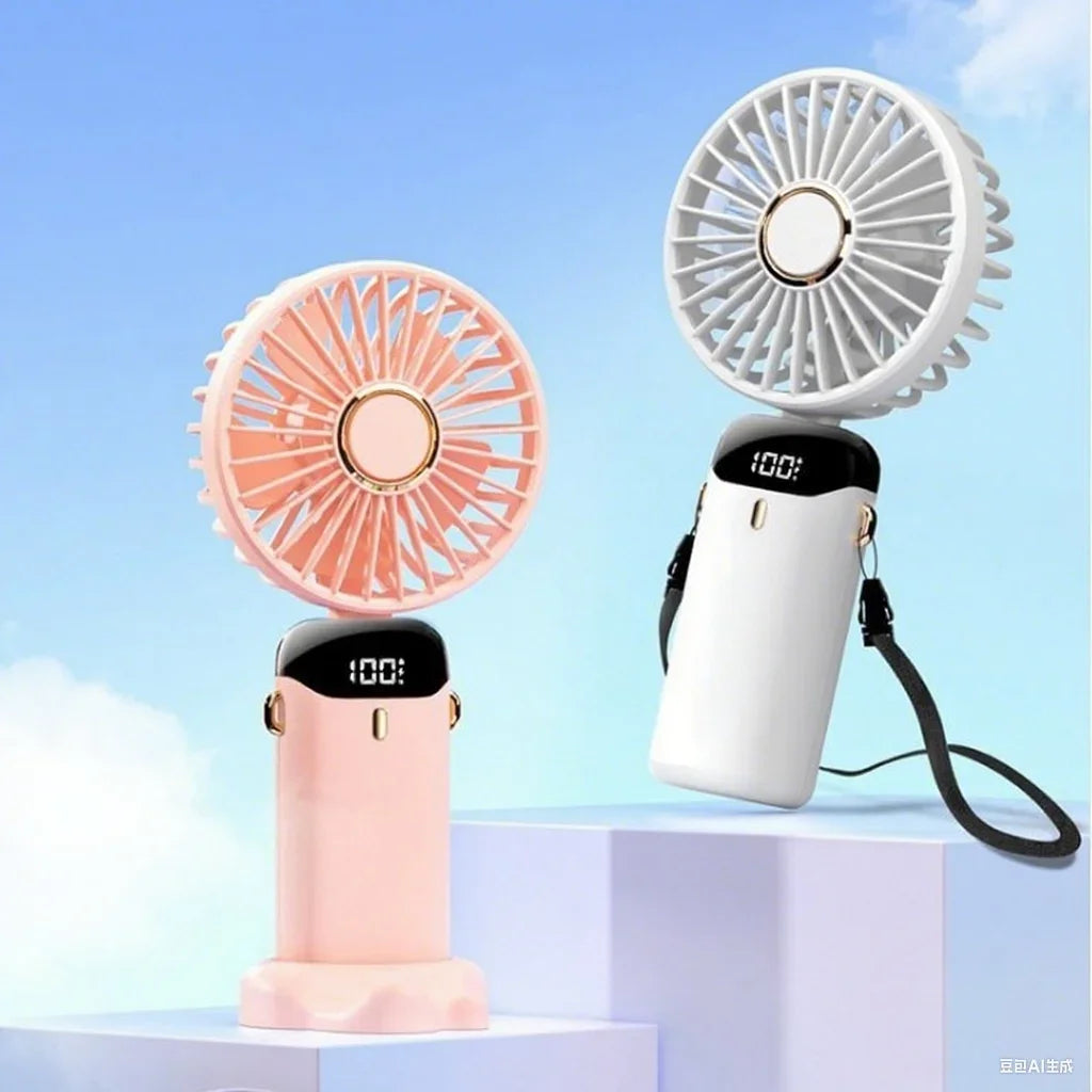 Car 3 in 1 Portable Fan Handheld Neck Desk Fan 5 Speed Digital Display Ultra Quiet Makeup Fan for Women Desktop Clip Office Amag
