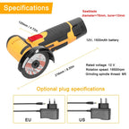 12V Cordless Electric Angle Grinder 19500rpm Lithium Battery Mini Polishing Grinding Machine Diamond Cutting Power Grinder Amagi