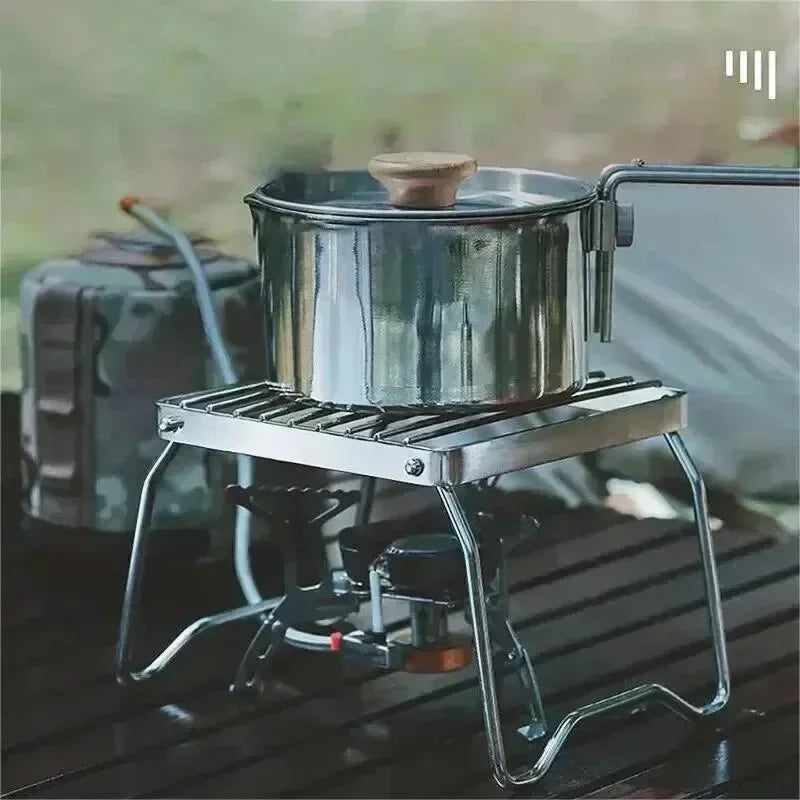 Outdoor Foldable Mini Stove Holder Stainless Steel Camping Cookware Pots Stand for Backpacking/Camping/Picnic/Traveling/Fishing
