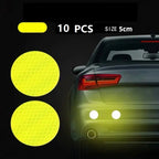 10pcs Car Bumper Reflective Stickers Reflective Warning Strip Tape Secure Reflector Stickers Decals Accessories