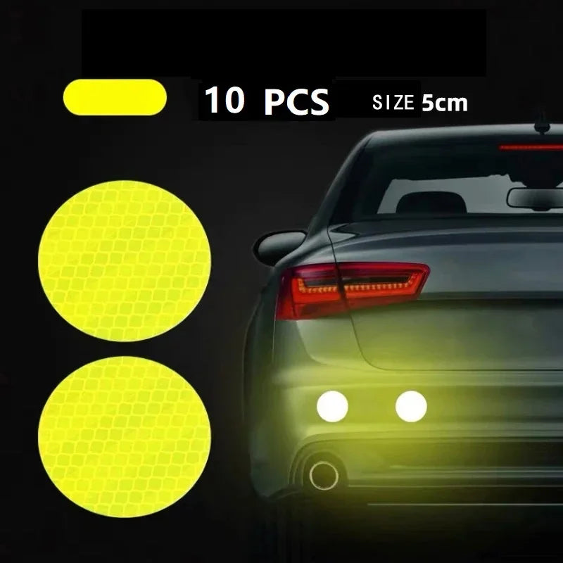 10pcs Car Bumper Reflective Stickers Reflective Warning Strip Tape Secure Reflector Stickers Decals Accessories