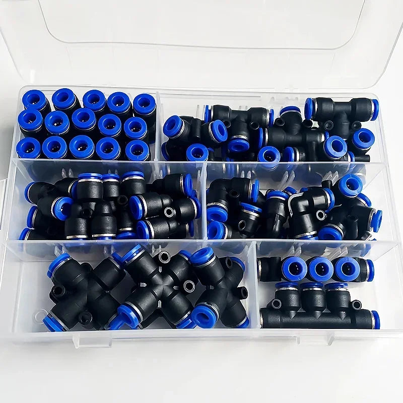 Boxed 51 PCs PU-6/PE-6/PZA-6/PY-6/PV-6/PG-6/PK-6 Pneumatic Fitting Kit 6mm Outer Diameter of the Hose Pipe Tube Air Connectors