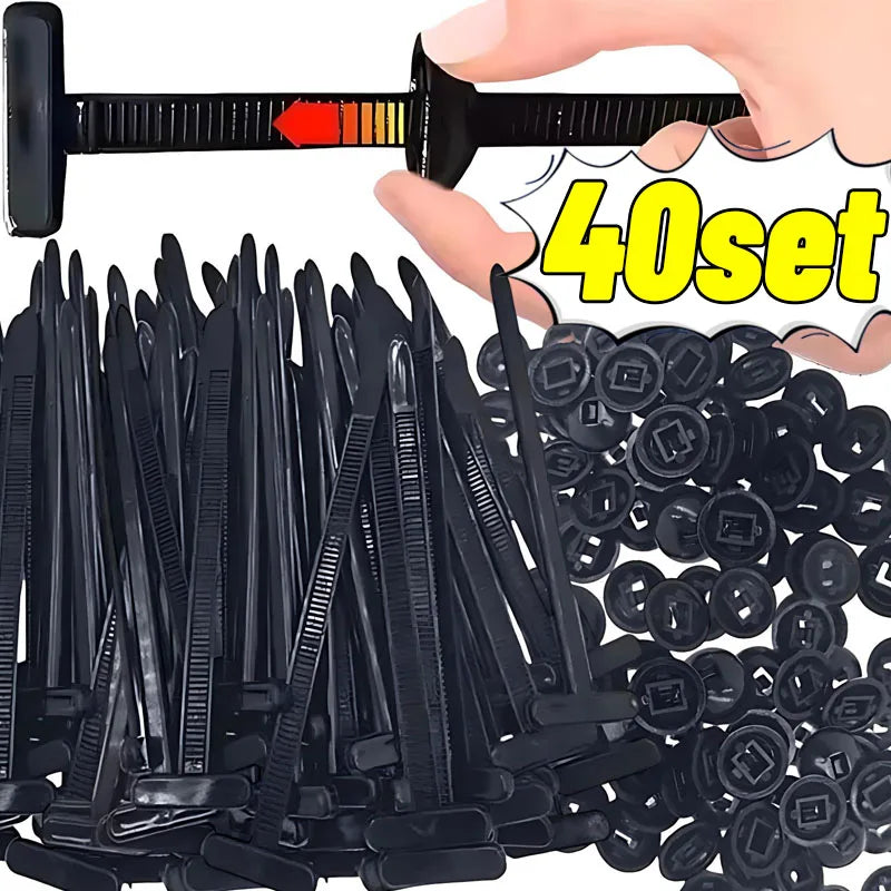 500/10set Universal Nylon Cable Tie Buckle Auto Fastener Screw Replacement Clip Car Fender Trunk Engine Guard Panel Wire Clips