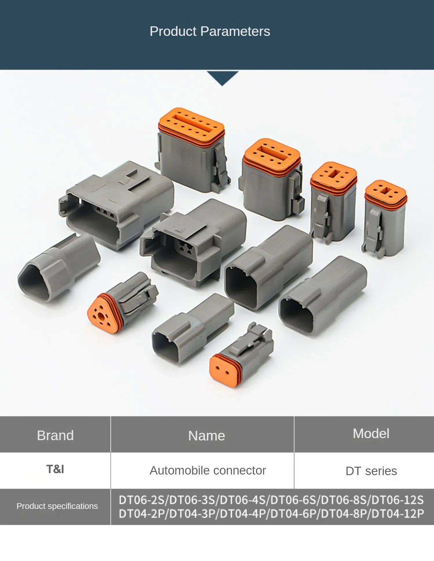 10 Sets Deutsch DT Connector DT06-2S/DT04-2P 2P 3P 4P 6P 8P 12P Waterproof Electrical Connector For car Motor With Pins 22-16AWG