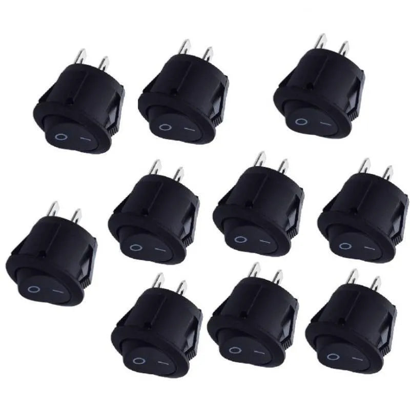 10PCS 12V Round Rocker Switch ON/OFF 2 Pin SPST Camper Van Caravan Motorhome For Car Auto Boat Household Appliances