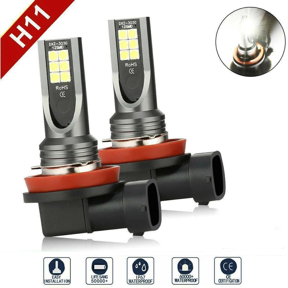 2Pcs H11 LED Headlight Kits 110W 20000LM Light Bulbs 6000K Driving DRL Lamp Car Fog Lights Day Running Light