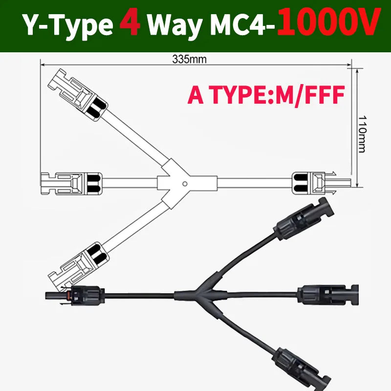 1/5/20/100 Sets DC PV Y Branch Photovoltaic Solar Connector 1000V 30A Male Female 3-Way 4-Way 5-Way Plug 1 To 2/3/4 Adapter