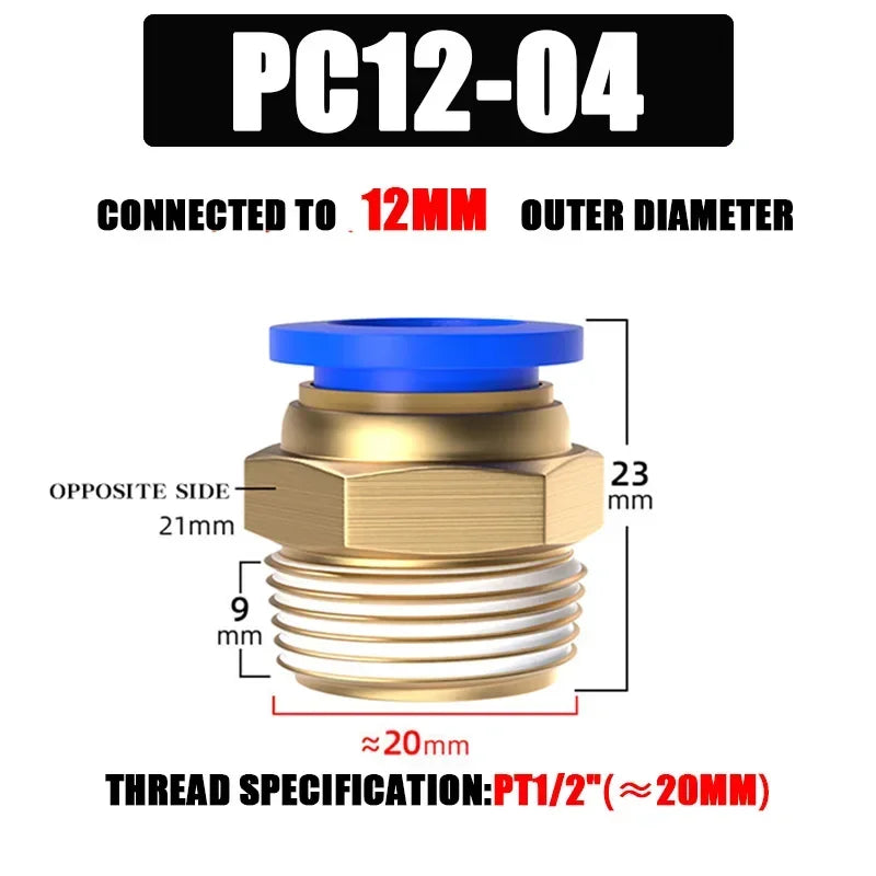 10/50PCS Pneumatic Fitting Air Connector PC 4mm 6mm 8mm 10mm 12mm Thread 1/8" 1/4" 3/8" 1/2" Hose Fittings Pipe Quick Connectors