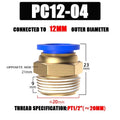 10/50PCS Pneumatic Fitting Air Connector PC 4mm 6mm 8mm 10mm 12mm Thread 1/8" 1/4" 3/8" 1/2" Hose Fittings Pipe Quick Connectors