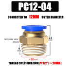 10/50PCS Pneumatic Fitting Air Connector PC 4mm 6mm 8mm 10mm 12mm Thread 1/8" 1/4" 3/8" 1/2" Hose Fittings Pipe Quick Connectors