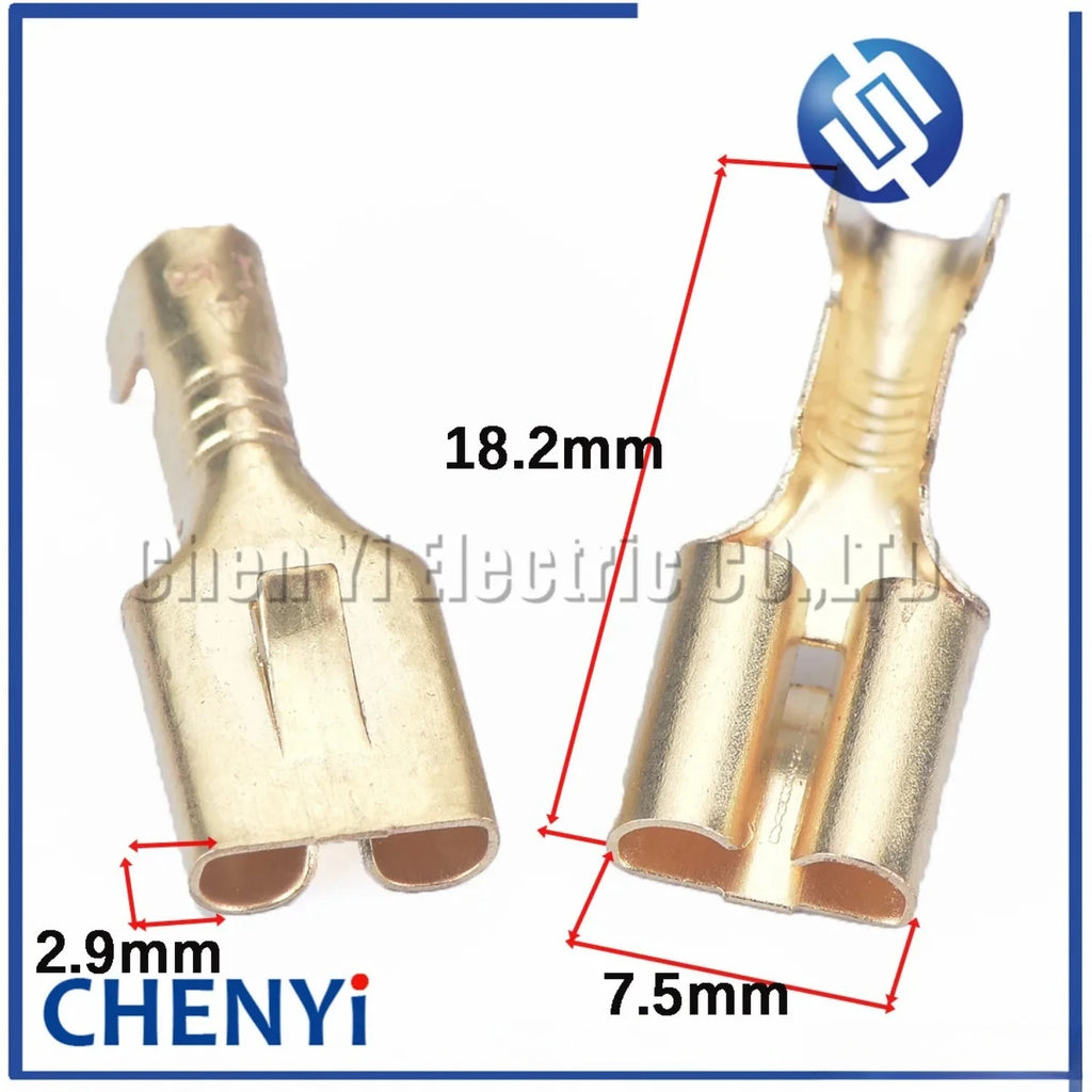 50/100pcs 6.3mm Female Crimp Terminal Connector Gold Brass Gilded Electric Wire Connectors pins Set H62 For Car Relay Speaker