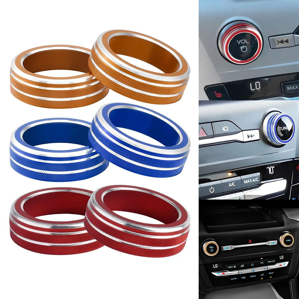 2pc AC Volume Control Switch Knob Trim Cover Ring For Ford For Explorer 2020-2025 Volume Knob Cover Switch Trim Car Styling Trim